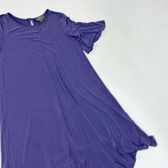 Anthropologie Shift Dress Women's Medium Bell Sleeve Keyhole Purple Mini NEW - Picture 2 of 12